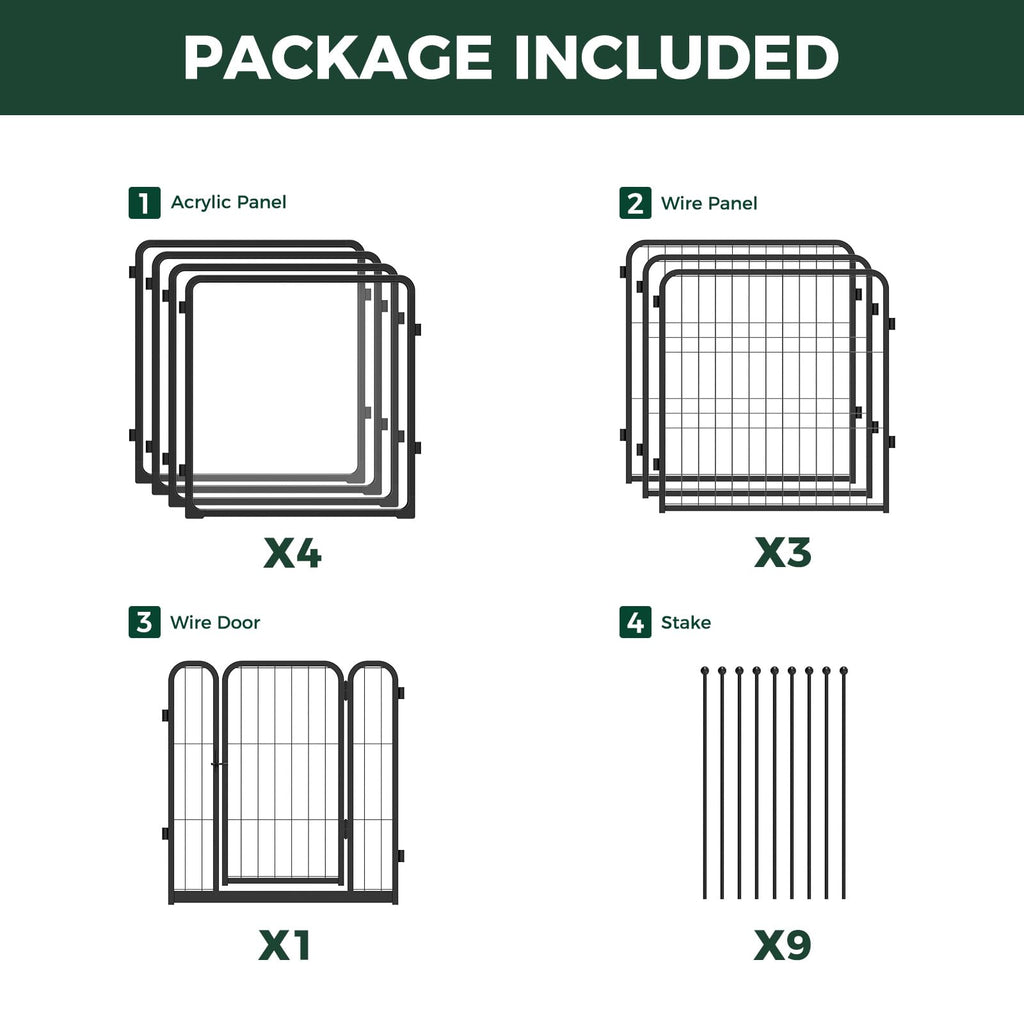 FXW AuraSpace Pro Acrylic & Wire Mesh Indoor Dog Playpen, 24" H, 8 Panels