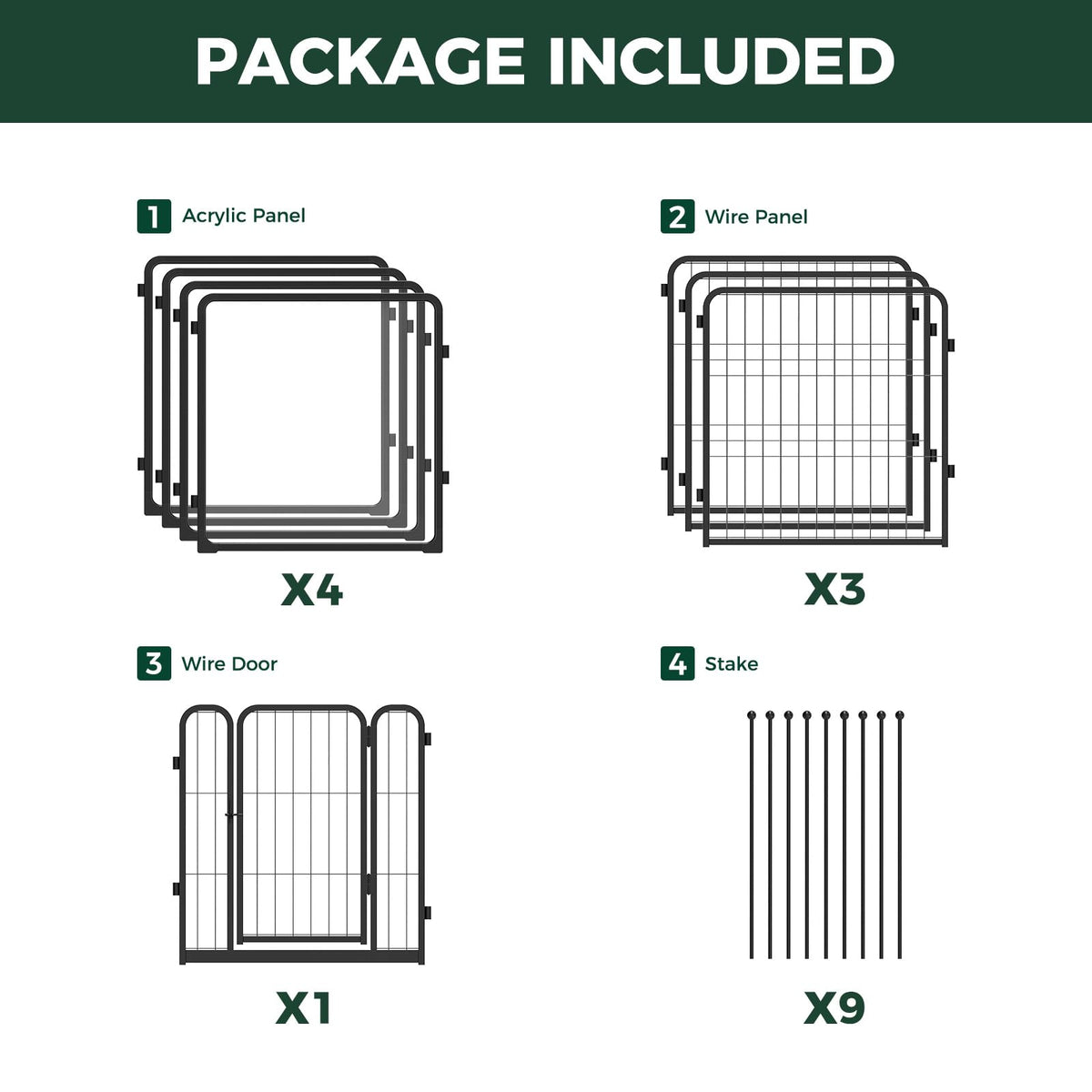 FXW AuraSpace Pro Acrylic & Wire Mesh Indoor Dog Playpen, 24" H, 8 Panels