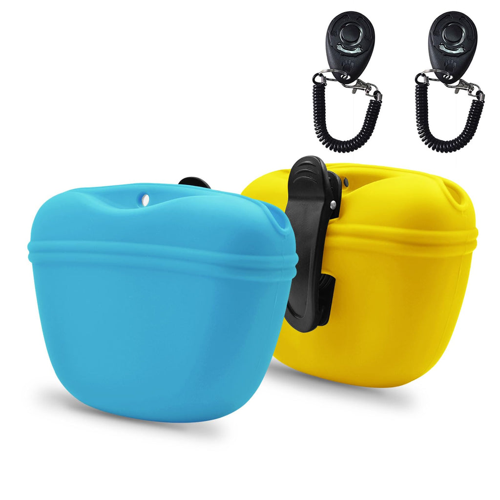 AUDWUD Silicone Dog Treat Pouch with Clicker Magnetic Closure Secure Clip