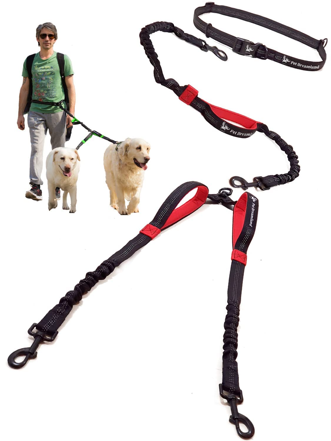 Pet Dreamland Exquisite Double Dog Leash Coupler for Two Large Dogs No Tangle. Comfortable Dual Dog Attachment for Walking Two Dogs. You Will Absolutely Love the Amazing Tangle-Free Swivel
