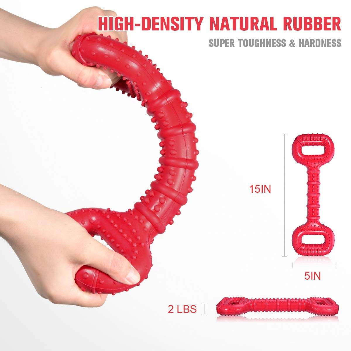 Feeko Large Breed Dog Toys - Aggressive Chewers, 15 Inch Interactive, Natural Rubber, Tooth Clean