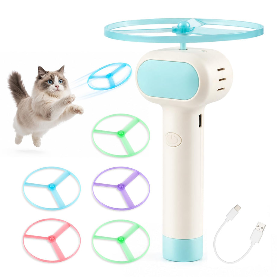 Rechargeable Cat Fetch Toy with Flying Disc Launcher