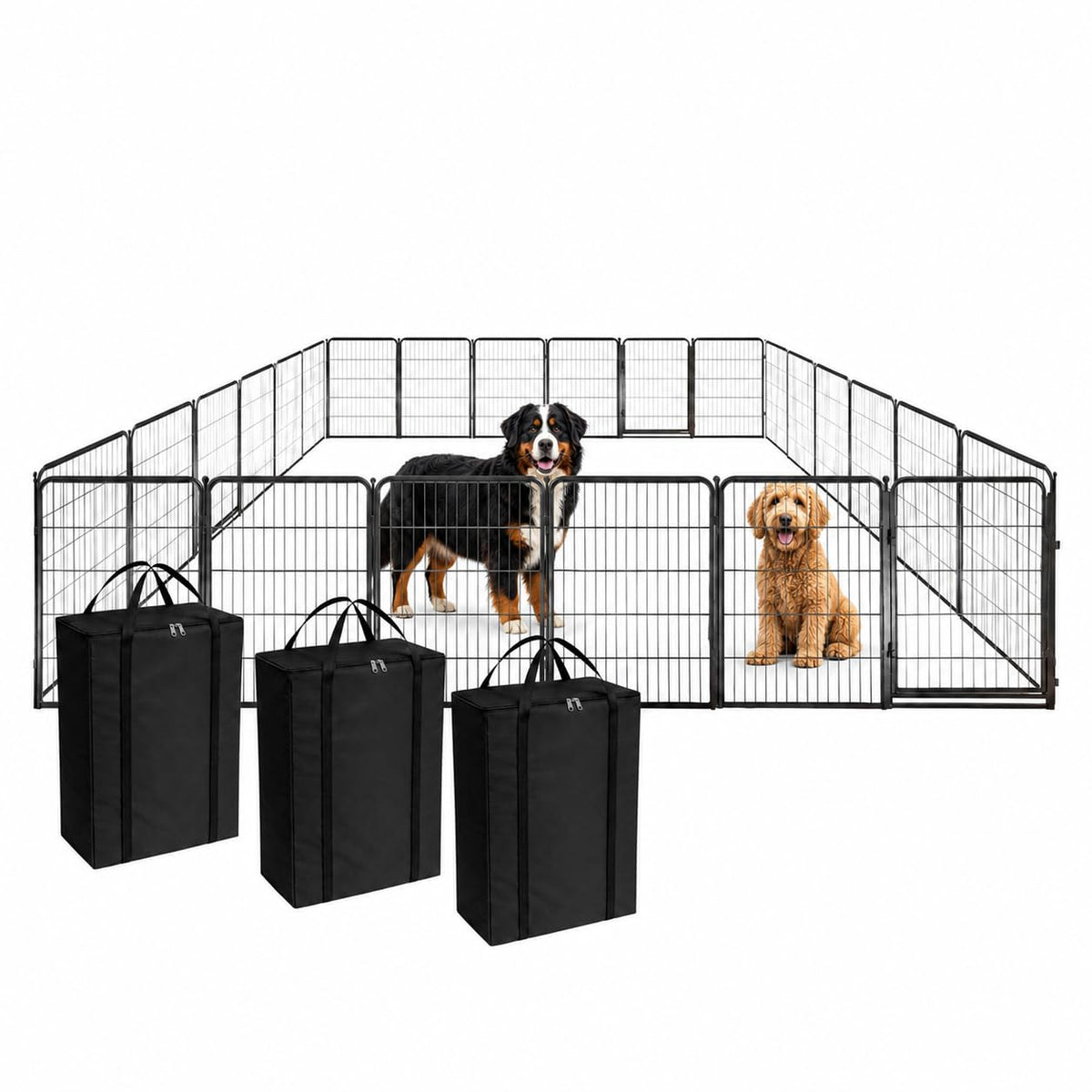 Kozy Kennels Dog Playpen w/Carrying Case for Indoor or Outdoor Use – 24 Inch, 8 Black Panels - Portable Metal Exercise Pen for Small Dogs & Puppies - Pet Fence Kennel Crate for House, RV, or Travel