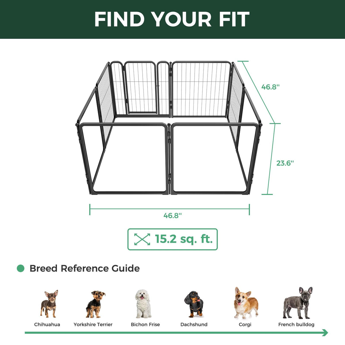FXW AuraSpace Pro Acrylic & Wire Mesh Indoor Dog Playpen, 24" H, 8 Panels