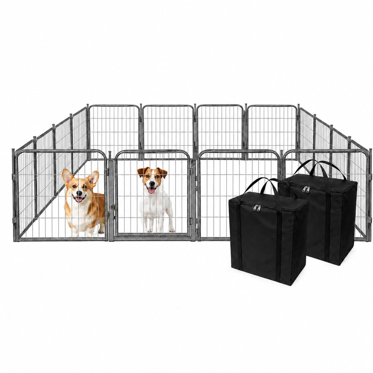 Kozy Kennels Dog Playpen w/Carrying Case for Indoor or Outdoor Use – 24 Inch, 8 Black Panels - Portable Metal Exercise Pen for Small Dogs & Puppies - Pet Fence Kennel Crate for House, RV, or Travel
