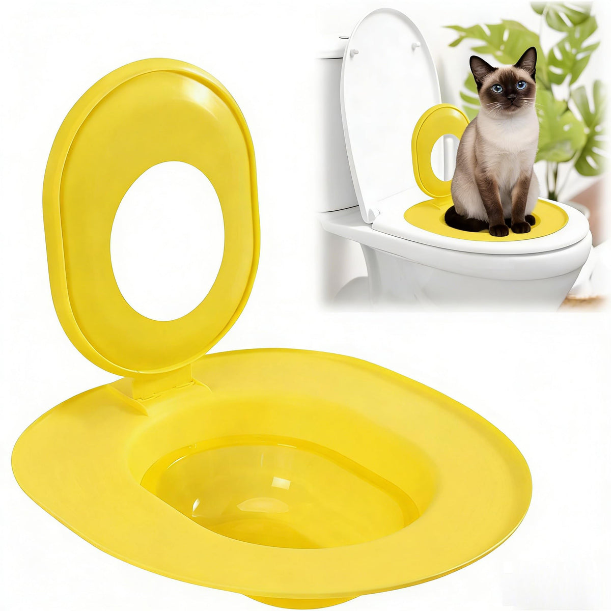 Cat Toilet Seat Training Kit,Reusable Plastic Trainer for Pet Cleaning,Removable Pet Toilet Training System,Portable Trainer for Home Pet Shop Pet Care,Easy Installation,Stable and Durable