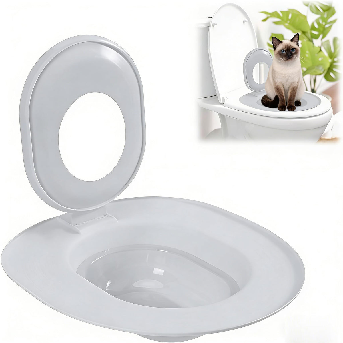 Cat Toilet Seat Training Kit,Reusable Plastic Trainer for Pet Cleaning,Removable Pet Toilet Training System,Portable Trainer for Home Pet Shop Pet Care,Easy Installation,Stable and Durable