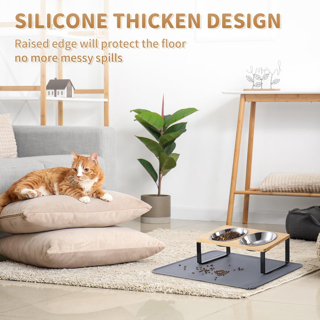 Summark Elevated Cat Bowls with Non-Slip Feeding Mat