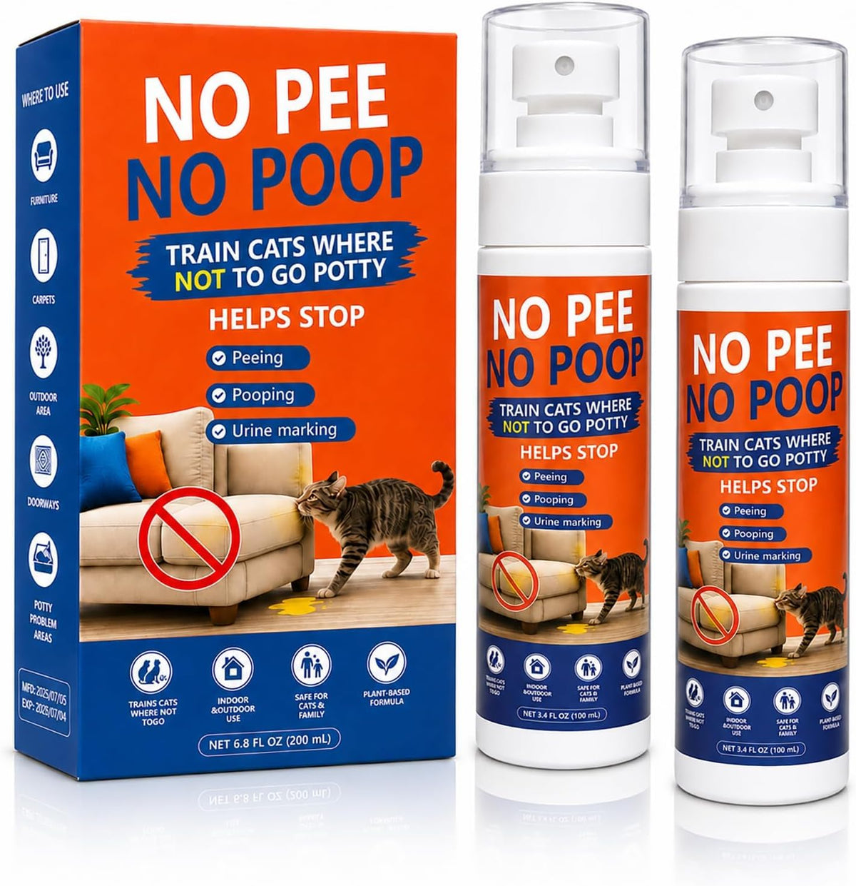 TPBEHMZ Cat Deterrent Spray 2 Pack, Natural Non-Toxic Plant Based Anti-Scratch & Anti