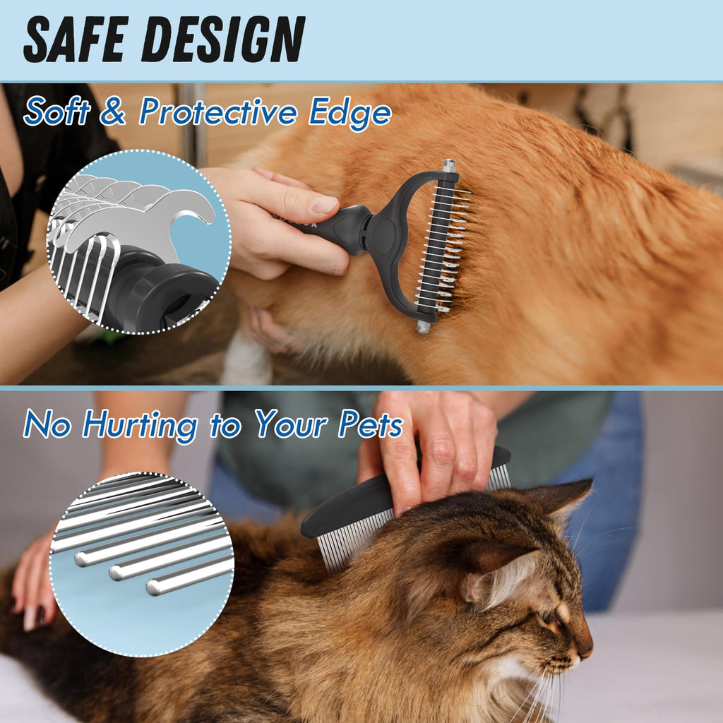 Docrok Pet Grooming Brush and Metal Comb Combo for Dogs & Cats
