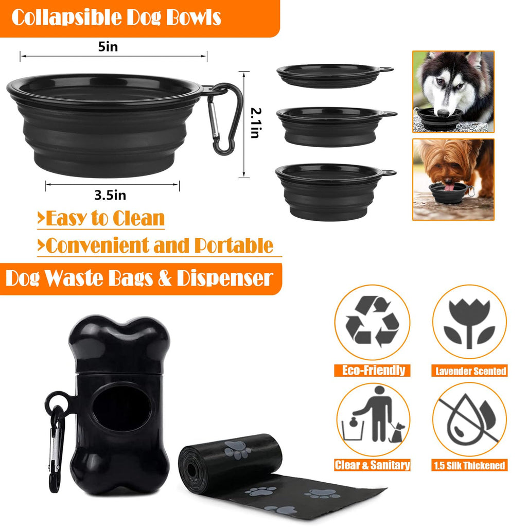 Lobeve No Pull Dog Harness, Collar & Leash Set with Reflective Seat Belt, Portable Bowl, and Poop Bag Dispenser - Ideal for Training, Walking, Hiking - Fits Small to Large Dogs