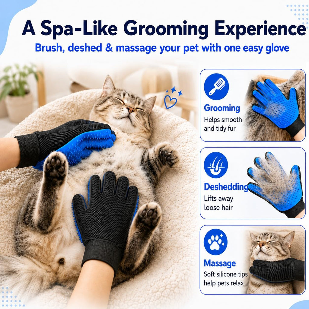 NVNAN Pet Grooming Brush Set: Hair Removal Massage Glove for Short and Long Hair Pets, Suitable for Dogs, Cats, Bath Massage and pet Grooming