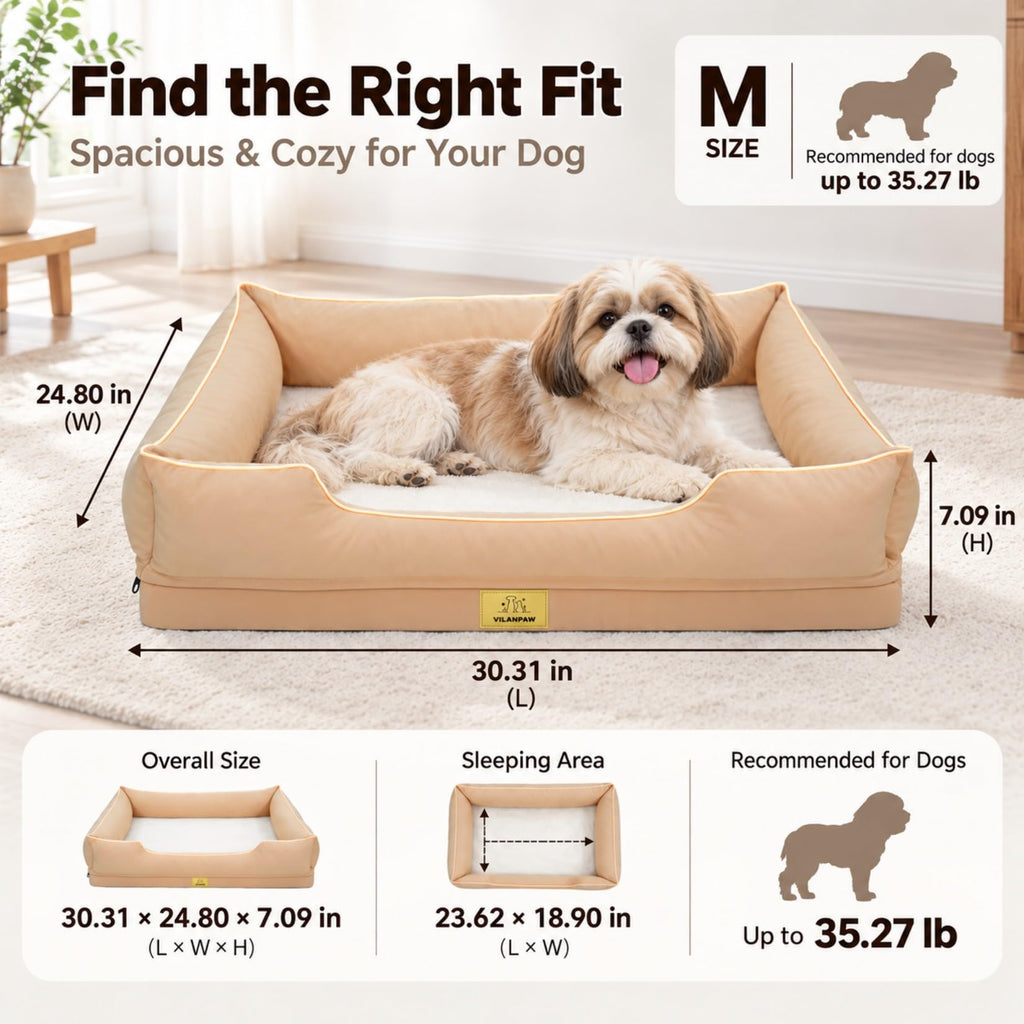 Vilanpaw Washable Bolster Dog Bed with Removable Cover