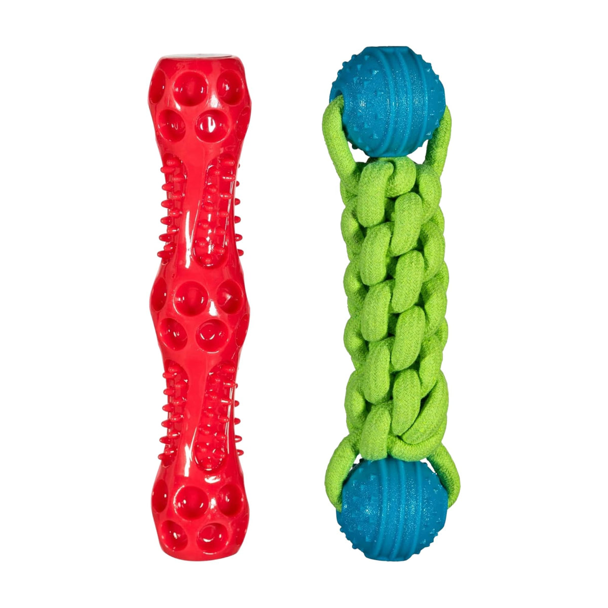 Chase 'n Chomp Squeak and Light Up Ball and Dumbbell Dog Toy, Mental & Physical Stimulation
