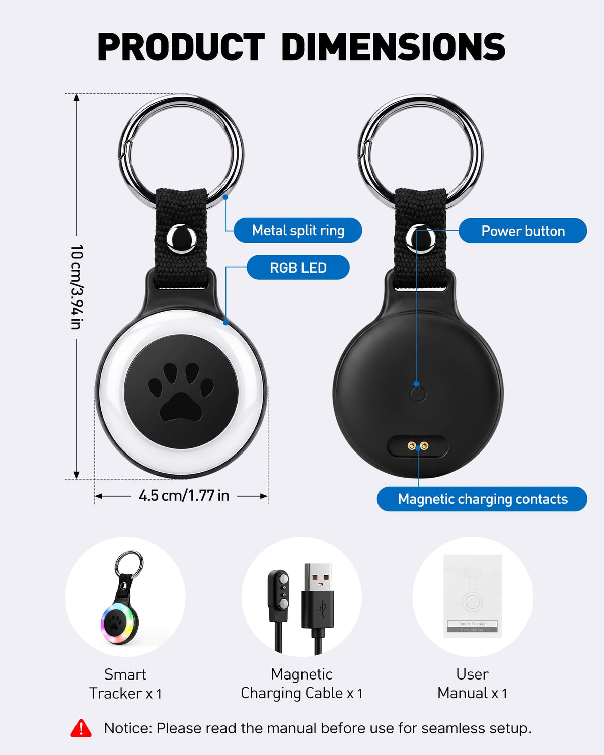 Pet Tracker for Cats and Dogs, Works with Apple Find My, No Monthly Fee