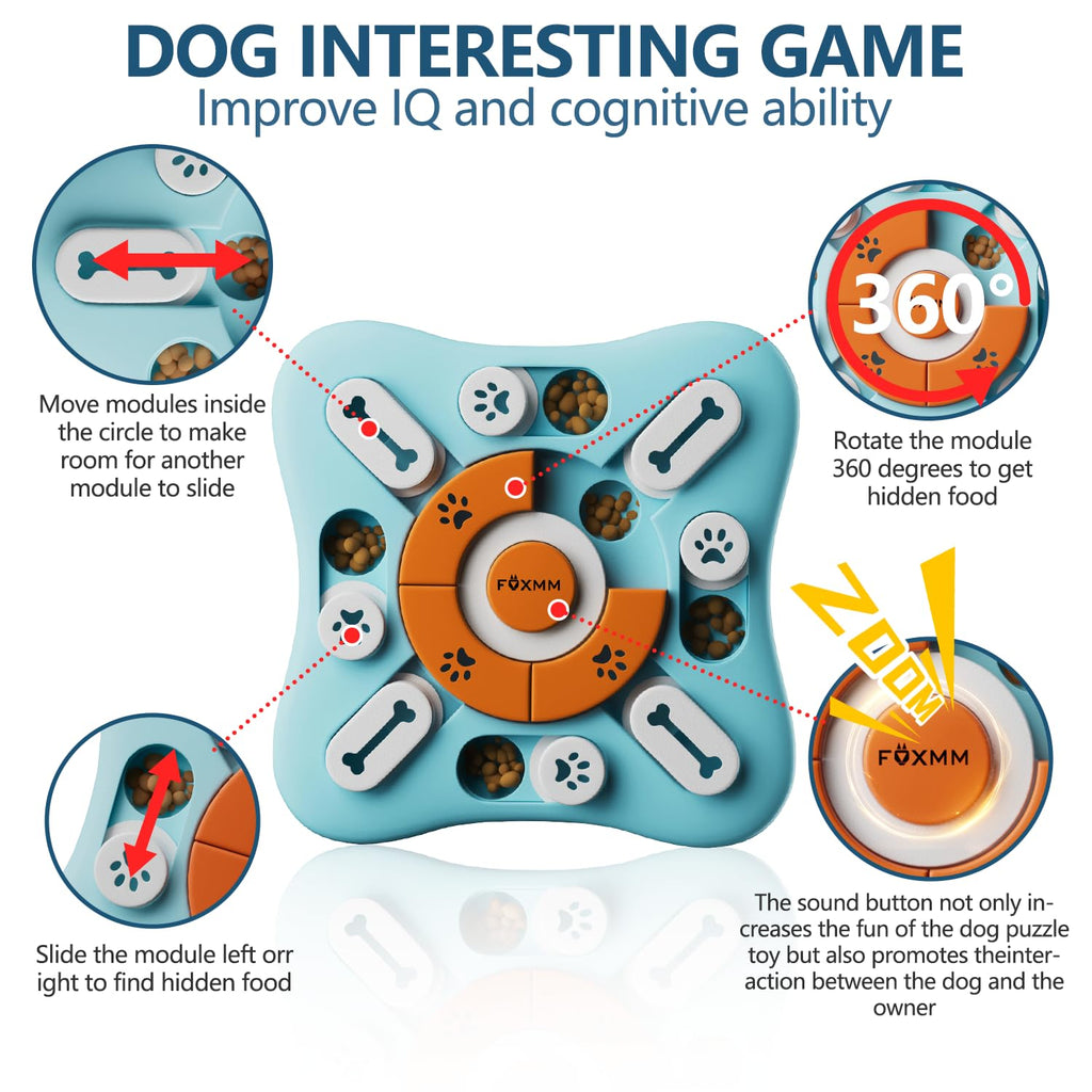 FOXMM Interactive Dog Treat Puzzle & Slow Feeder Toy