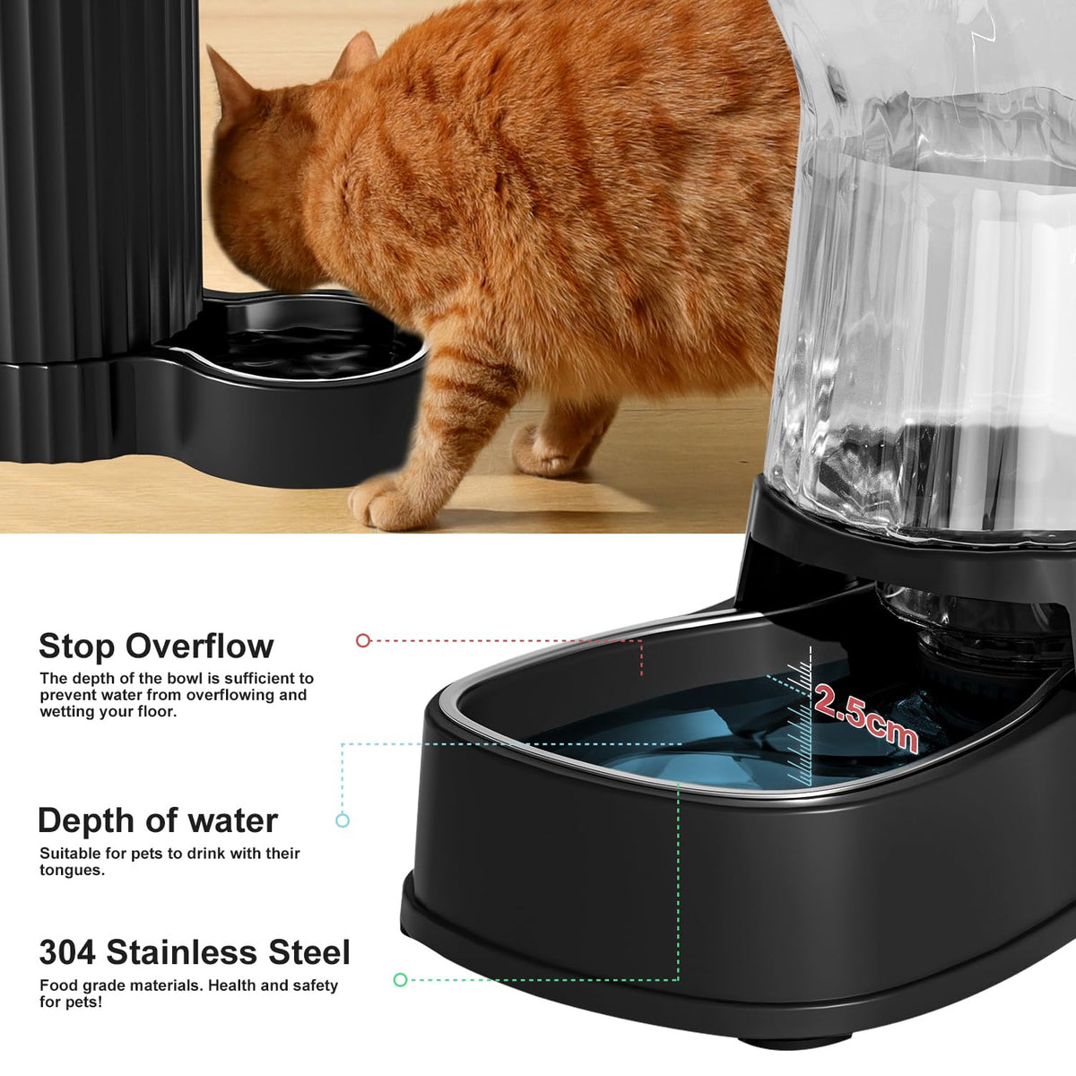 Automatic Dog Water Dispenser, Stainless Steel Bowls Feeder, 100% BPA-Free