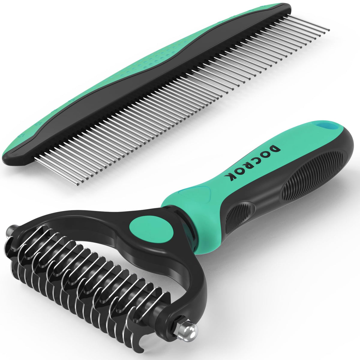 Docrok Grooming Brush & Metal Comb Set for Dogs & Cats