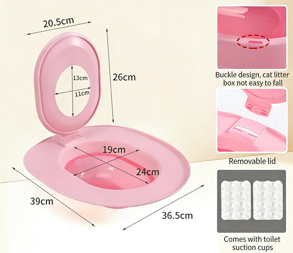 Cat Toilet Seat Training Kit,Reusable Plastic Trainer for Pet Cleaning,Removable Pet Toilet Training System,Portable Trainer for Home Pet Shop Pet Care,Easy Installation,Stable and Durable