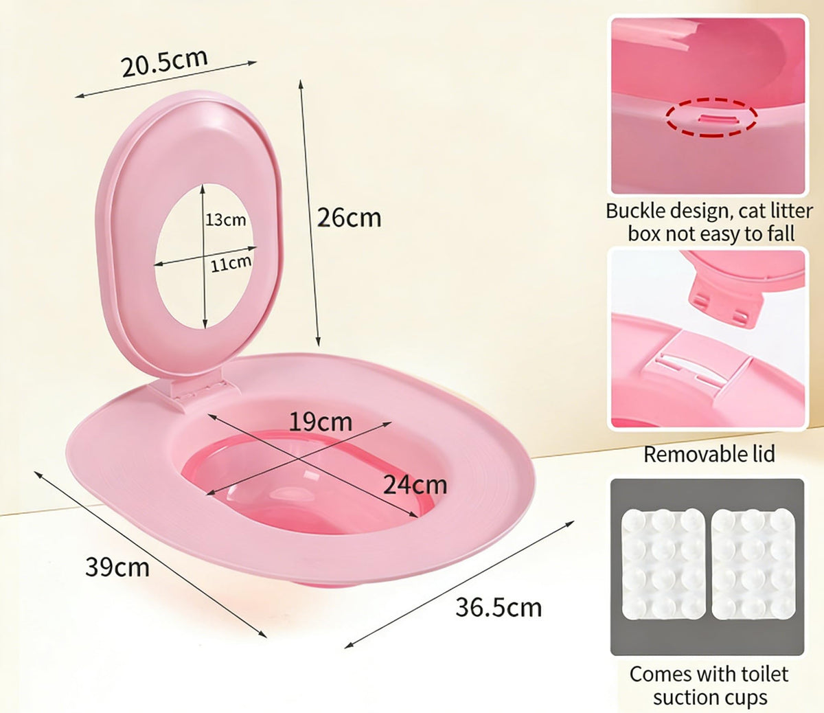 Cat Toilet Seat Training Kit,Reusable Plastic Trainer for Pet Cleaning,Removable Pet Toilet Training System,Portable Trainer for Home Pet Shop Pet Care,Easy Installation,Stable and Durable