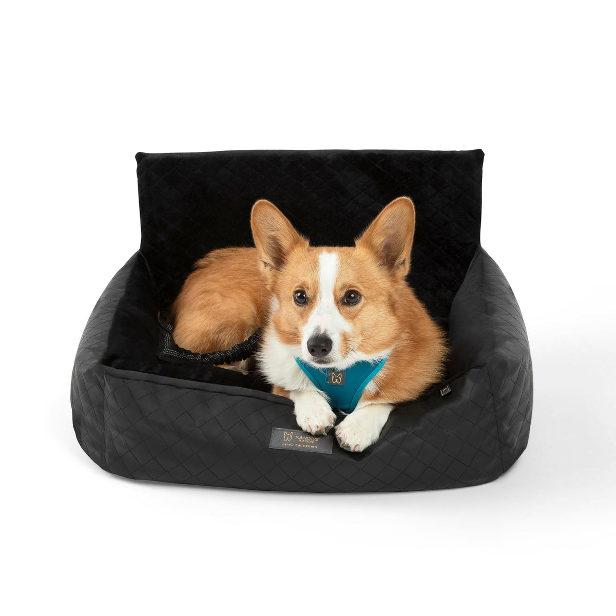 Nandog Pet Gear Luxury Quilted Dog Car Seat Bed w/Removable & Washable Pad Insert & Thick Car Seatbelt Straps