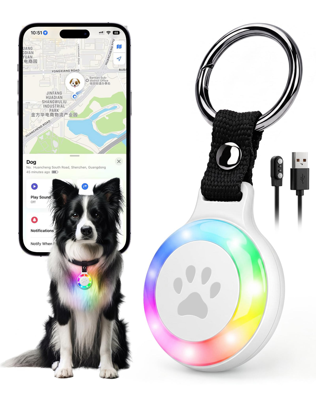 Pet Tracker for Cats and Dogs, Works with Apple Find My, No Monthly Fee