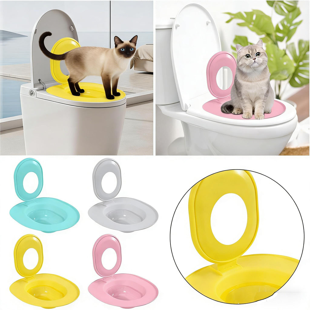 Cat Toilet Seat Training Kit,Reusable Plastic Trainer for Pet Cleaning,Removable Pet Toilet Training System,Portable Trainer for Home Pet Shop Pet Care,Easy Installation,Stable and Durable