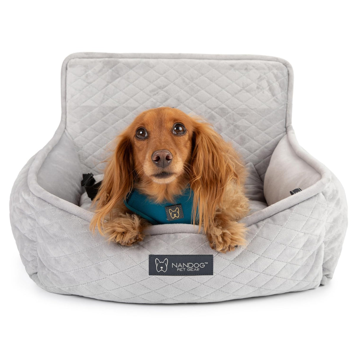 Nandog Pet Gear Luxury Quilted Dog Car Seat Bed w/Removable & Washable Pad Insert & Thick Car Seatbelt Straps