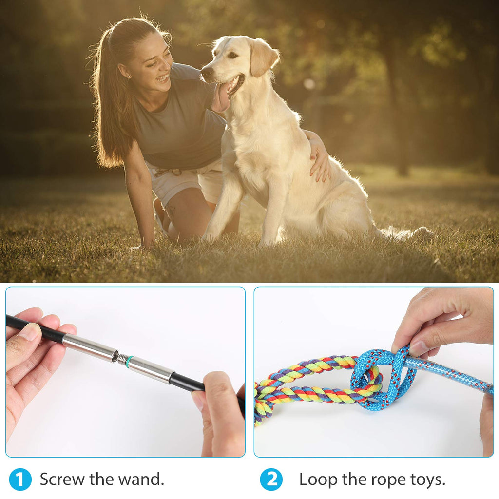 Flirt Pole for Dogs Interactive Chase Toy for Large Medium Small Puppy Dogs
