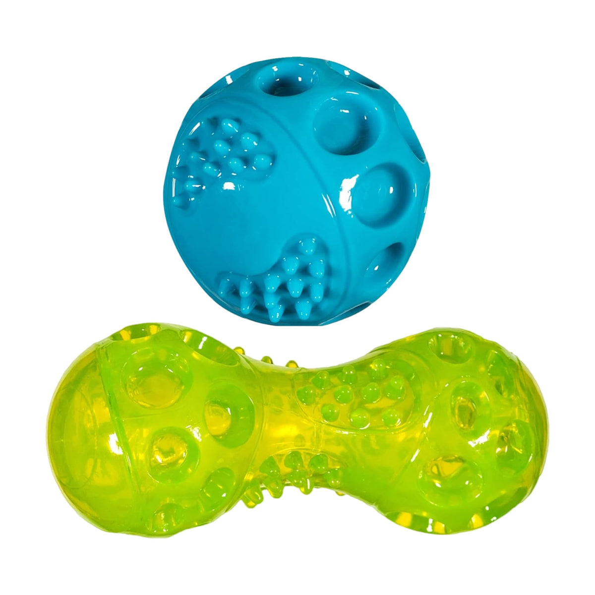 Chase 'n Chomp Squeak and Light Up Ball and Dumbbell Dog Toy, Mental & Physical Stimulation