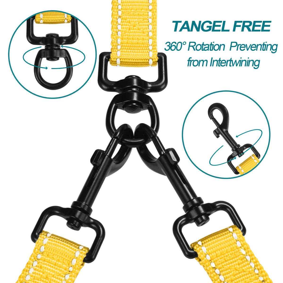 PetBonus No Tangle Double Dog Leash and Dog Seat Belt for Car