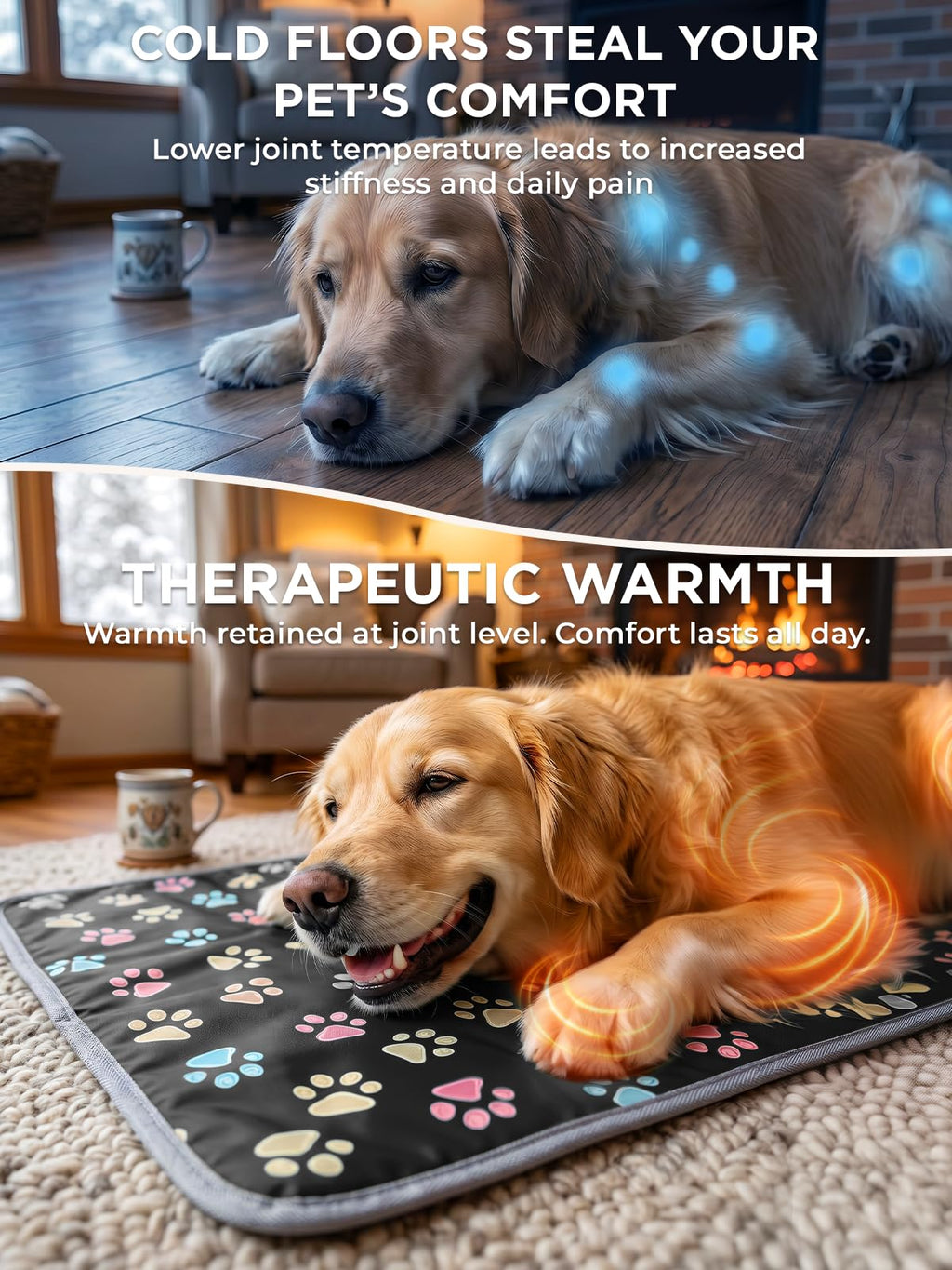 furrybaby Pet Heating Pad, Waterproof Dog Heating Pad Mat for Cat with Durable Anti-Bite Tube Indoor for Puppies Dogs Cats