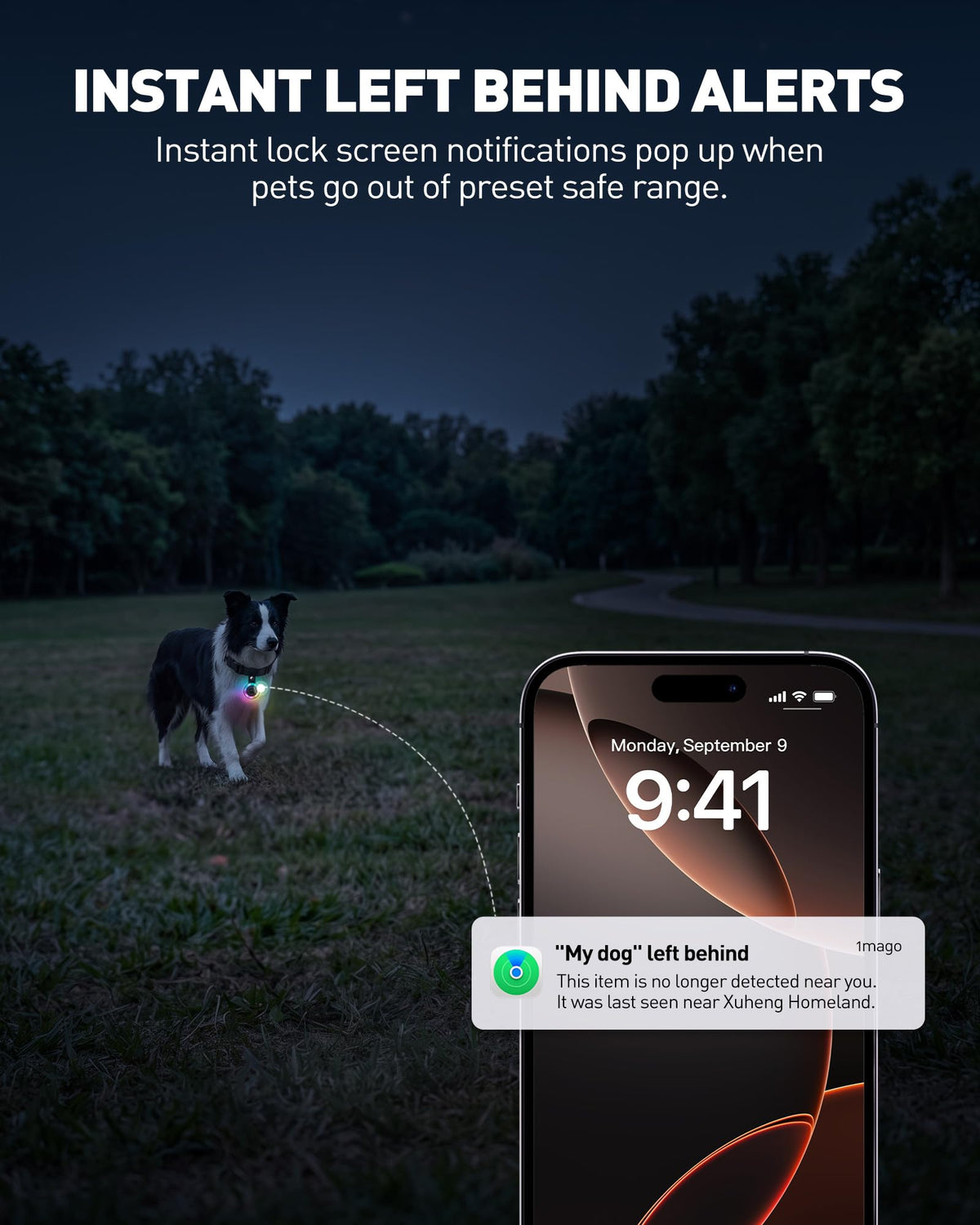 Pet Tracker for Cats and Dogs, Works with Apple Find My, No Monthly Fee