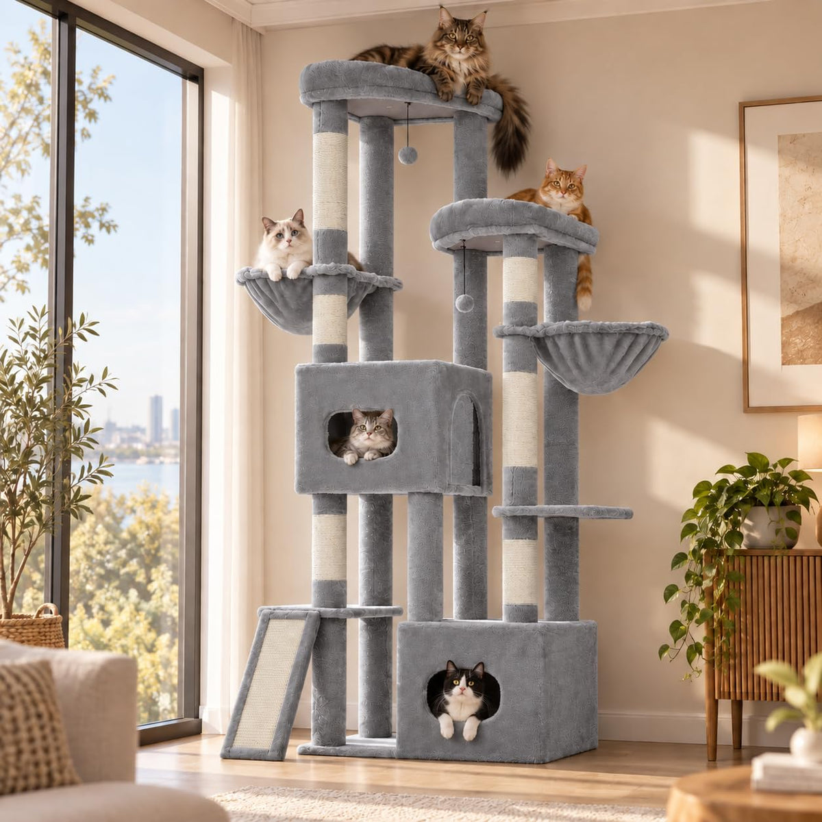 MUTTROS 75" Tall Cat Tree Tower for Large Indoor Cats