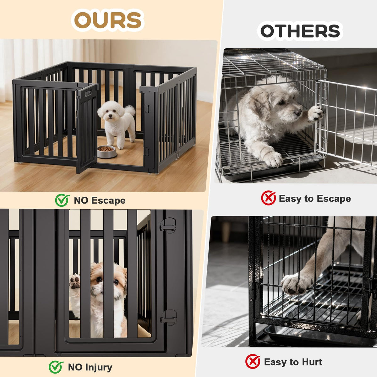 LoveTail Dog Playpen, Dog Pen Indoor with Tool-Free Setup, Puppy Playpen