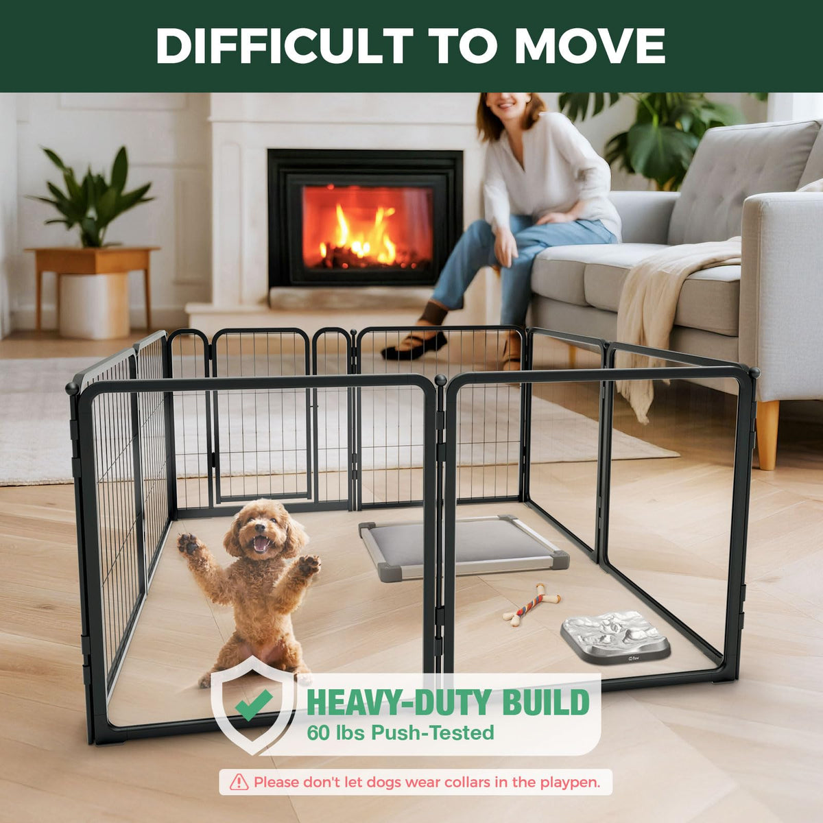 FXW AuraSpace Pro Acrylic & Wire Mesh Indoor Dog Playpen, 24" H, 8 Panels
