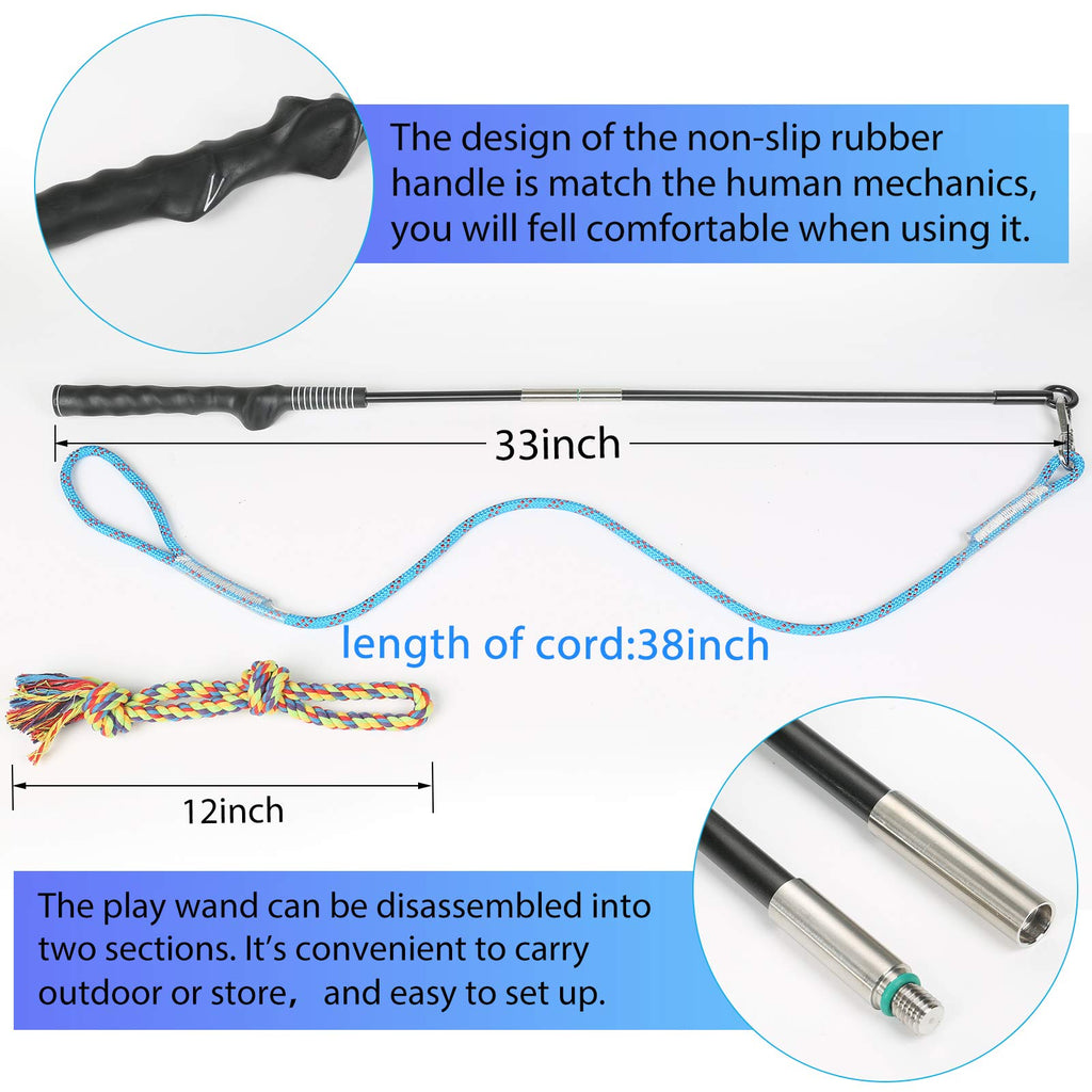 Flirt Pole for Dogs Interactive Chase Toy for Large Medium Small Puppy Dogs