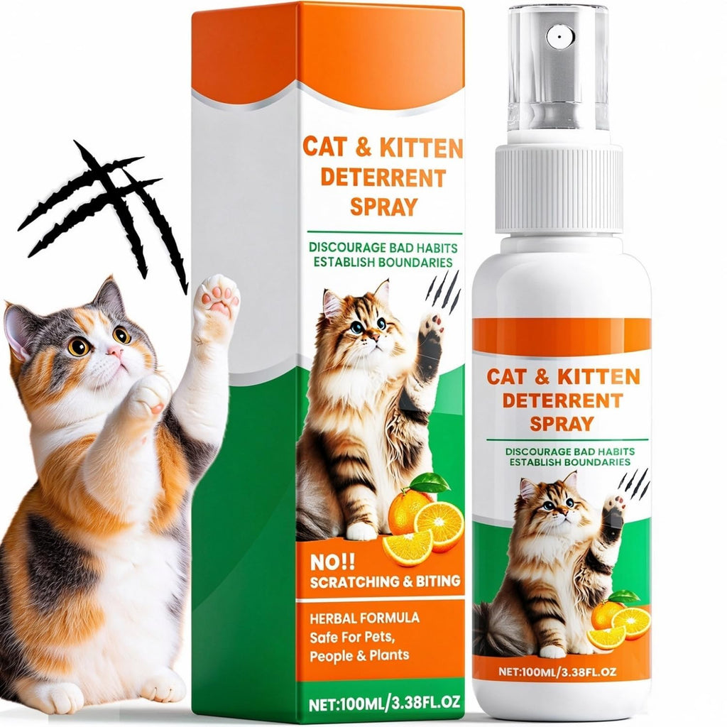 Cat Spray Deterrent, Cat Deterrent Spray for Furniture Protection, Natural Cat Training Spray for Cats to Stop Scratching, Urine Marking, Chewing, Cat Repellent Spray Indoor&Outdoor, Pet-Safe Formula