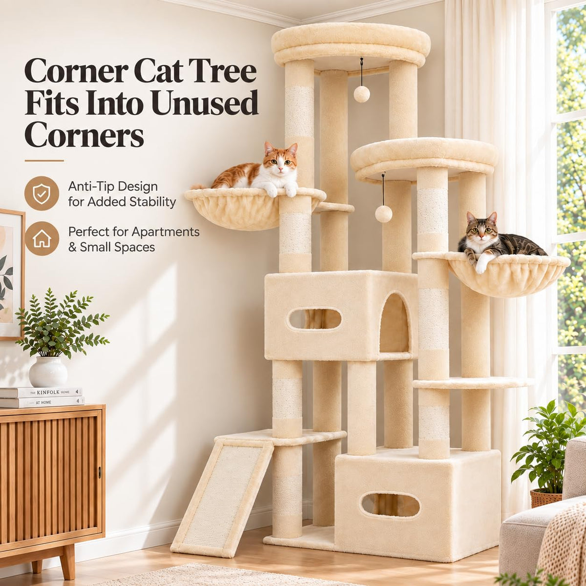 MUTTROS 75" Tall Cat Tree Tower for Large Indoor Cats