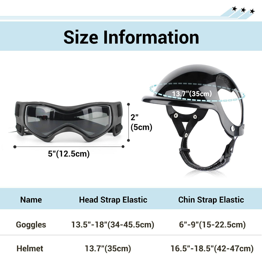 BillionChains Dog Helmet and Goggles for Small Dogs - Pet Motorcycle Hat With Ear Holes, Adjustable Straps, Safety for Puppy Riding