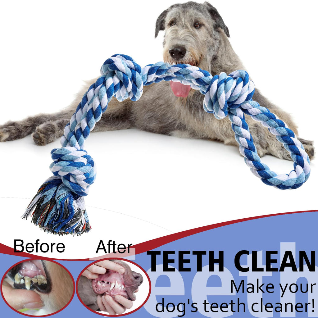 XIGOU Indestructible Dog Toys - Tough Puppy Chew Toys for Aggressive Chewers, Dental Cleaning Tug of War Toy