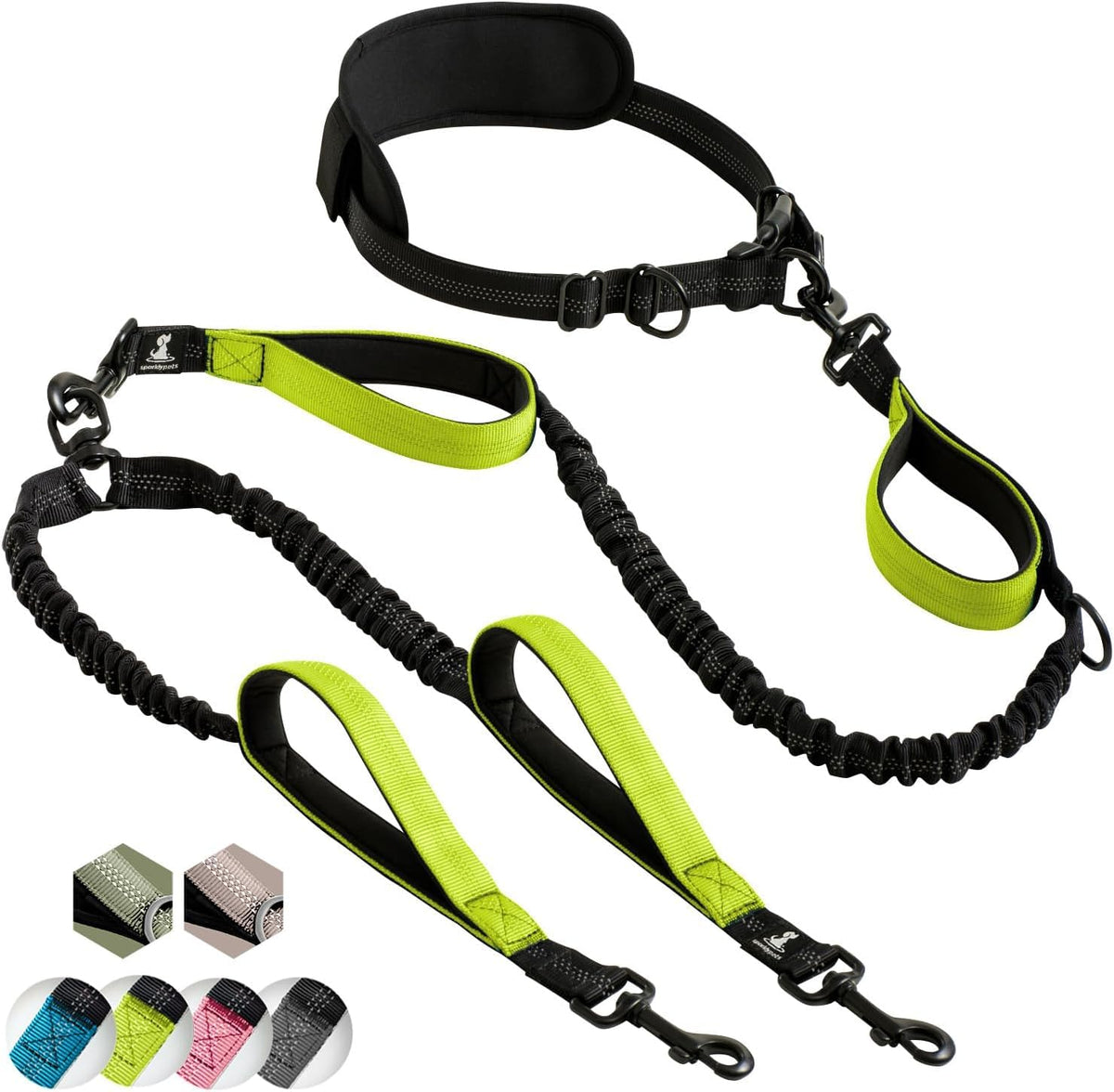 SparklyPets - Dog Leash - Professional Harness with Reflective Stitches for Training, Walking, Jogging and Running Your Pet