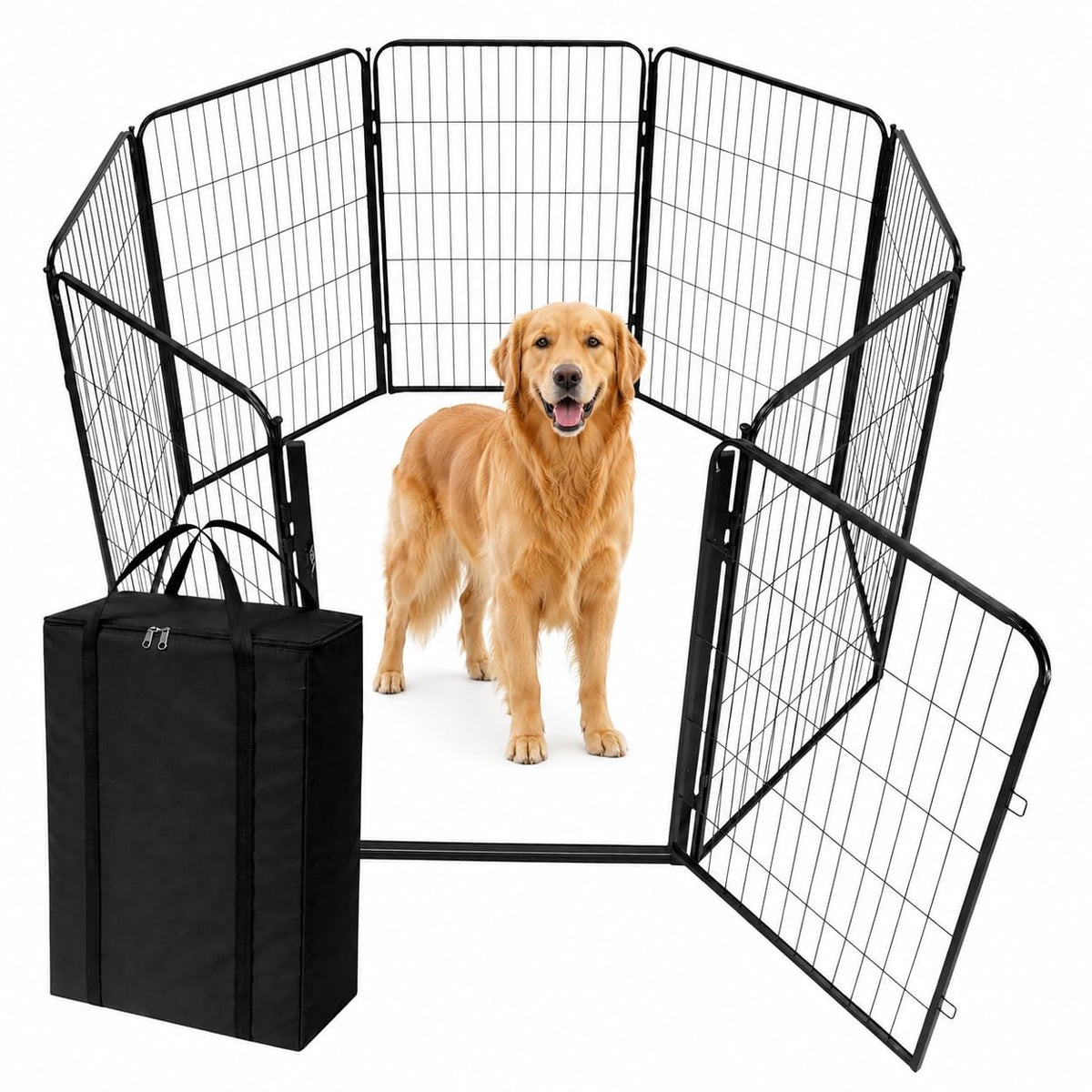 Kozy Kennels Dog Playpen w/Carrying Case for Indoor or Outdoor Use – 24 Inch, 8 Black Panels - Portable Metal Exercise Pen for Small Dogs & Puppies - Pet Fence Kennel Crate for House, RV, or Travel