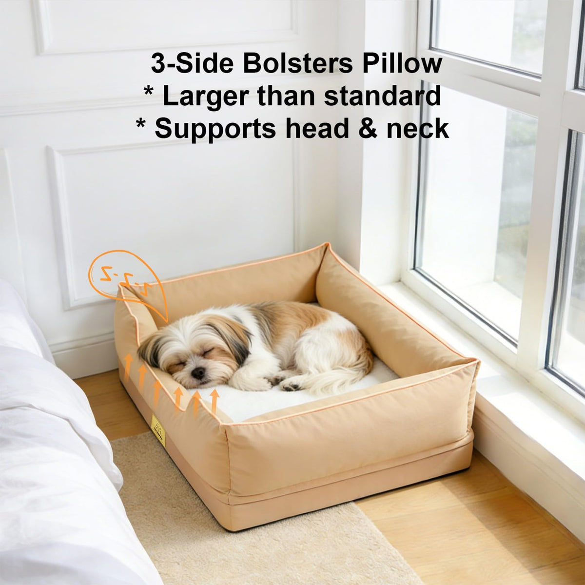 Vilanpaw Washable Bolster Dog Bed with Removable Cover