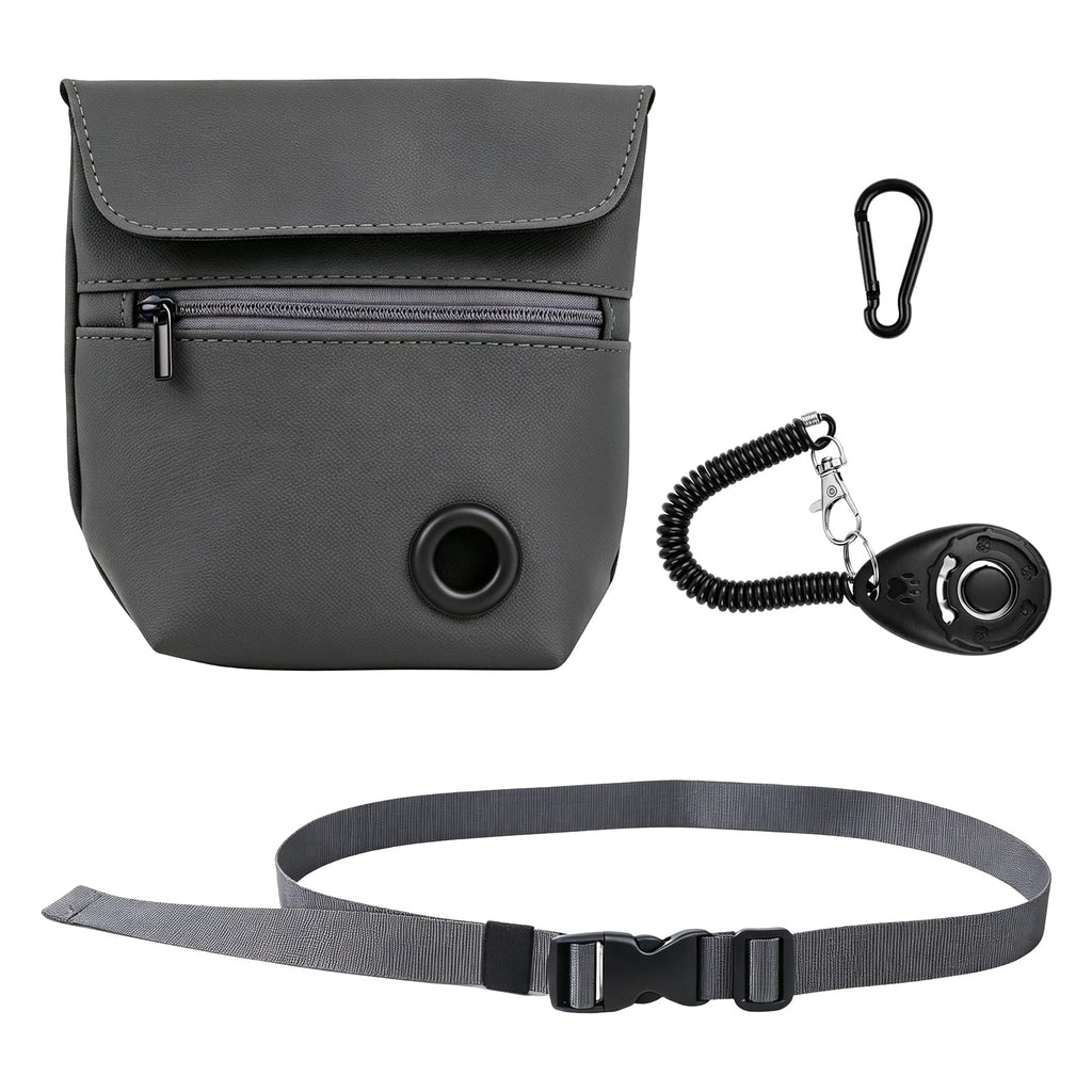 Meirivrn Dog Treat Pouch and Dog Training Clicker, Waterproof Dog Training Treat Bag with Magnetic Closure, Poop Bag Dispenser, Adjustable Waist Belt and Shoulder Strap