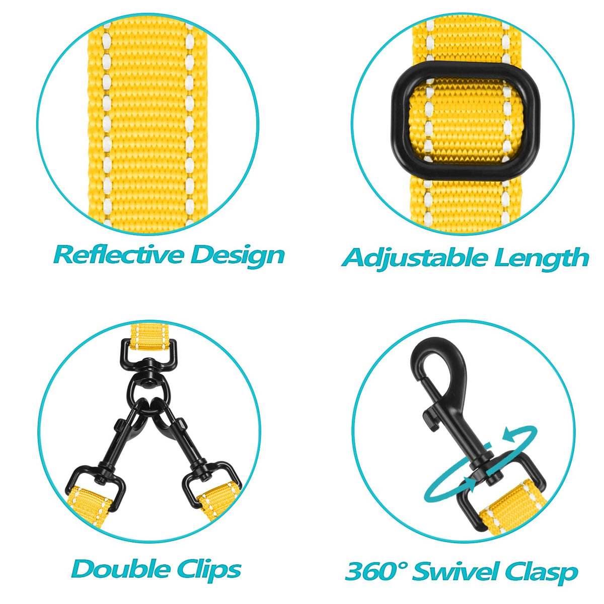 PetBonus No Tangle Double Dog Leash and Dog Seat Belt for Car