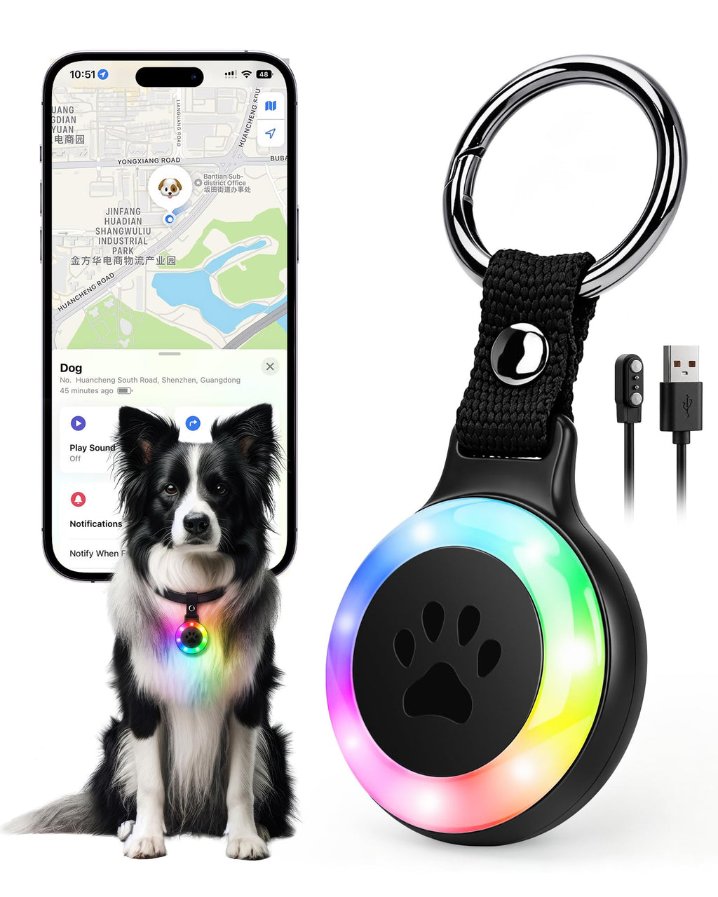 Pet Tracker for Cats and Dogs, Works with Apple Find My, No Monthly Fee