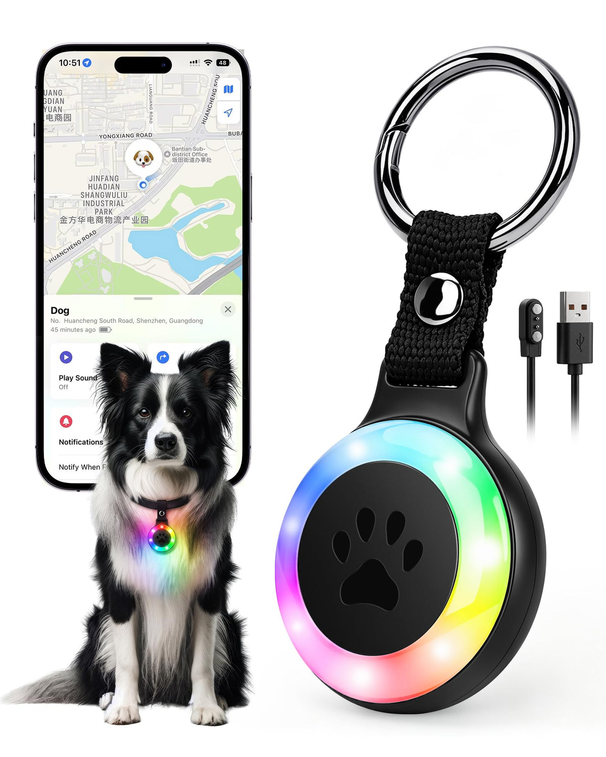 Pet Tracker for Cats and Dogs, Works with Apple Find My, No Monthly Fee