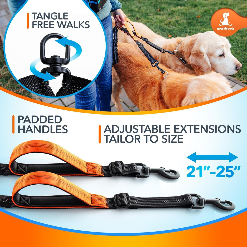 SparklyPets - Dog Leash - Professional Harness with Reflective Stitches for Training, Walking, Jogging and Running Your Pet
