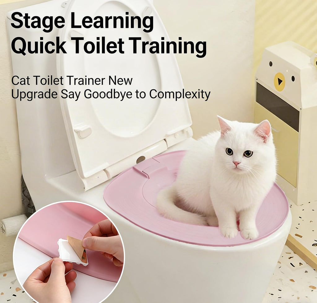 Cat Toilet Seat Training Kit,Reusable Plastic Trainer for Pet Cleaning,Removable Pet Toilet Training System,Portable Trainer for Home Pet Shop Pet Care,Easy Installation,Stable and Durable